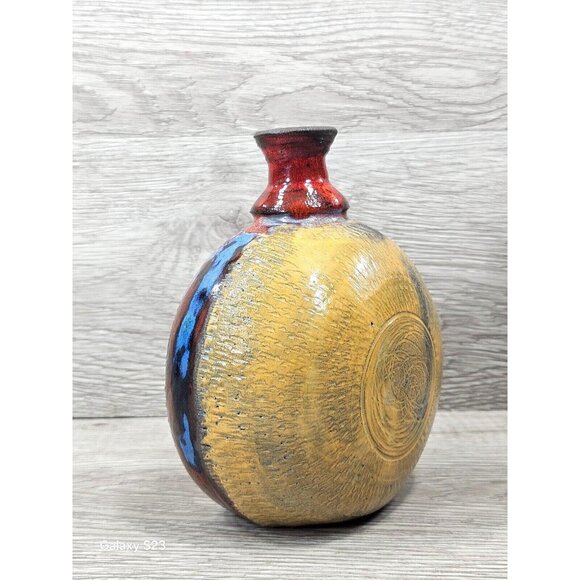 Vintage Pottery Vase Ceramic Abstarct Art Handmade Pot 6" Home Room Decor Gift - Picture 16 of 16